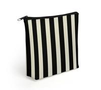 LZQPOEAS Black & White Stripe Makeup Bag Cute Zippered Cosmetic Pouch Travel Toiletry Organizer Waterproof Cosmetic Pouch Portable Toiletry Pouch Gift for Mom Teacher Friends