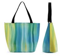 LZQPOEAS Blue And Green Tote Bag for Women Lightweight Casual Shoulder Bag Reusable Grocery Shopping Bag Large Capacity Everyday Handbag for Travel Work Gym Office Daily Use