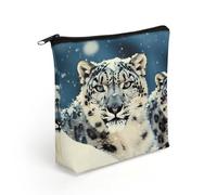 LZQPOEAS Blue Eyed Snow Leopard Makeup Bag Cute Zippered Cosmetic Pouch Travel Toiletry Organizer Waterproof Cosmetic Pouch Portable Toiletry Pouch Gift for Mom Teacher Friends