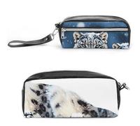 LZQPOEAS Blue Eyed Snow Leopard Slim Single Piece Design Makeup Bag Multi-purpose Single Piece Cosmetic Pouch Small Cosmetic Pouch Lightweight Travel Small Cosmetic Bag