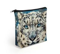 LZQPOEAS Blue Eyed Snow Leopard2 Makeup Bag Cute Zippered Cosmetic Pouch Travel Toiletry Organizer Waterproof Cosmetic Pouch Portable Toiletry Pouch Gift for Mom Teacher Friends