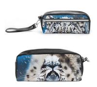 LZQPOEAS Blue Eyed Snow Leopard2 Slim Single Piece Design Makeup Bag Multi-purpose Single Piece Cosmetic Pouch Small Cosmetic Pouch Lightweight Travel Small Cosmetic Bag