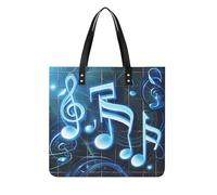 LZQPOEAS Blue Musical Notes Tote Bag with Magnetic Buckle Reusable Grocery Bags Lightweight Cross Body Handbag for Daily Essentials