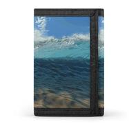 LZQPOEAS Blue Ocean Sea Wavy Seascape Trifold Wallet for Men Slim Minimalist Front Pocket Modern Fashion Wallet Extra Capacity Credit Card Holder Cards Purse
