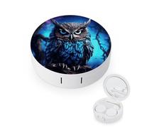 LZQPOEAS Blue Owl Contact Lens Case Portable Contact Case Soak Storage Kit Cute Contact Lens Solution Bottle with Mirror Tweezers Solution Soaking Cases for Daily Travel Outdoor Use
