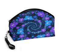 LZQPOEAS Blue - Purple - Black Floral Makeup Bag Large Capacity Cosmetic Bag for Women Portable Toiletry Bags for Skincare Water-resistant Cosmetic Case PU Leather Travel Cosmetic Organizer