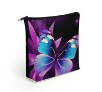 LZQPOEAS Blue Purple Butterfly Makeup Bag Cute Zippered Cosmetic Pouch Travel Toiletry Organizer Waterproof Cosmetic Pouch Portable Toiletry Pouch Gift for Mom Teacher Friends