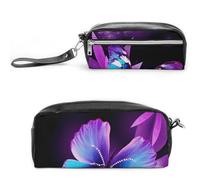 LZQPOEAS Blue Purple Butterfly Slim Single Piece Design Makeup Bag Multi-purpose Single Piece Cosmetic Pouch Small Cosmetic Pouch Lightweight Travel Small Cosmetic Bag