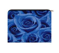 LZQPOEAS Blue Rose Makeup Bag Large Capacity Cosmetic Bag for Women Multi-Function Small Zipper Pouch Portable Travel Toiletry Bags Personalized Makeup Bags for Purse