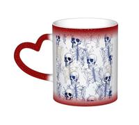 LZQPOEAS Blue skeleton pattern Coffee Mugs Heat Sensitive Color Changing Mug In The Sky 13 Ounce Ceramic Tea Cup Personalized Drinking Cup Novelty Coffee Cup Gifts for Men Women