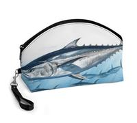 LZQPOEAS Bluefin Tuna Thunnus Makeup Bag Large Capacity Cosmetic Bag for Women Portable Toiletry Bags for Skincare Water-resistant Cosmetic Case PU Leather Travel Cosmetic Organizer