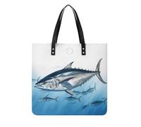 LZQPOEAS Bluefin Tuna Thunnus Tote Bag with Magnetic Buckle Reusable Grocery Bags Lightweight Cross Body Handbag for Daily Essentials