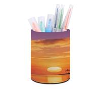 LZQPOEAS - Boat Pen Holder Returning Under Coconut Trees for Desk Organizer, Modern Minimalist Pencil Storage Case PU Leather