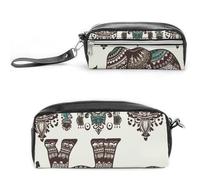 LZQPOEAS Bohemian Elephant Pattern Slim Single Piece Design Makeup Bag Multi-purpose Single Piece Cosmetic Pouch Small Cosmetic Pouch Lightweight Travel Small Cosmetic Bag