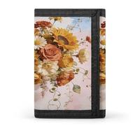 LZQPOEAS Boho Floral Wallet Slim Compact Stylish Trifold Wallet for Men Women Minimalist Front Pocket Travel Divided Billfold
