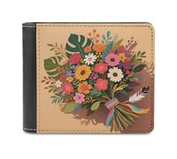 LZQPOEAS Boho Leaf Floral Wallet Extra Capacity Slim Bifold Wallet with Multiple Card Slots Men's Leather Wallets Travel Billfold