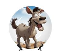 LZQPOEAS Bone China Decorative Plate with Display Stand, cartoon donkey Ceramic Decorative Plate Personalized Ceramic Ornament Round Dinner Plates Art Crafts for Wall Hanging Decoration 7in