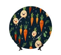LZQPOEAS Bone China Decorative Plate with Display Stand, Happy carrot Ceramic Decorative Plate Personalized Ceramic Ornament Round Dinner Plates Art Crafts for Wall Hanging Decoration 6in