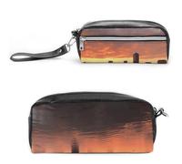 LZQPOEAS Boston Charles River City Skyline Sunset Slim Single Piece Design Makeup Bag Multi-purpose Single Piece Cosmetic Pouch Small Cosmetic Pouch Lightweight Travel Small Cosmetic Bag