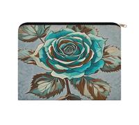LZQPOEAS Brown Teal Turquoise Rose Makeup Bag Large Capacity Cosmetic Bag for Women Multi-Function Small Zipper Pouch Portable Travel Toiletry Bags Personalized Makeup Bags for Purse