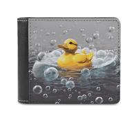 LZQPOEAS Bubble Duck Wallet Extra Capacity Slim Bifold Wallet with Multiple Card Slots Men's Leather Wallets Travel Billfold