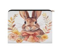 LZQPOEAS Bunny Rosette Makeup Bag Large Capacity Cosmetic Bag for Women Multi-Function Small Zipper Pouch Portable Travel Toiletry Bags Personalized Makeup Bags for Purse