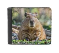 LZQPOEAS Capybara with Eyes Closed Bifold Wallet for Women Men Slim Wallet Small Billfold Minimalist Front Pocket Thin PU Leather Card Holder