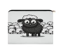 LZQPOEAS Cartoon Black White Sheep Makeup Bag Large Capacity Cosmetic Bag for Women Multi-Function Small Zipper Pouch Portable Travel Toiletry Bags Personalized Makeup Bags for Purse