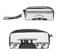 LZQPOEAS Cartoon Black White Sheep Slim Single Piece Design Makeup Bag Multi-purpose Single Piece Cosmetic Pouch Small Cosmetic Pouch Lightweight Travel Small Cosmetic Bag