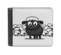 LZQPOEAS Cartoon Black White Sheep Wallet Extra Capacity Slim Bifold Wallet with Multiple Card Slots Men's Leather Wallets Travel Billfold