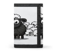 LZQPOEAS Cartoon Black White Sheep Wallet Ultra Slim Minimalist Trifold Wallet Men Wallets Credit Card Holder Sl illfold