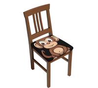 LZQPOEAS Cartoon Brown Monkey Square Stool Covers Six Piece Stretch Bar Stool Seat Covers Removable Chair Cover Protector Soft Milk Silk Stool Slipcover Washable Square Stool Cushion Cover