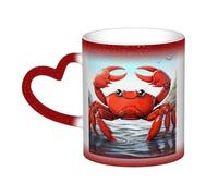 LZQPOEAS cartoon crab Coffee Mugs Heat Sensitive Color Changing Mug In The Sky 13 Ounce Ceramic Tea Cup Personalized Drinking Cup Novelty Coffee Cup Gifts for Men Women