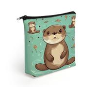 LZQPOEAS Cartoon Cute Otter Makeup Bag Cute Zippered Cosmetic Pouch Travel Toiletry Organizer Waterproof Cosmetic Pouch Portable Toiletry Pouch Gift for Mom Teacher Friends