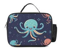 LZQPOEAS Cartoon Octopus Lunch Bag Insulated Two Compartments Meal Box Insulated Cooler Tote with Handle for Men Or Women, Keeps Food Cold Or Hot, Meal Prep for Work Picnic Golf