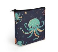 LZQPOEAS Cartoon Octopus Makeup Bag Cute Zippered Cosmetic Pouch Travel Toiletry Organizer Waterproof Cosmetic Pouch Portable Toiletry Pouch Gift for Mom Teacher Friends