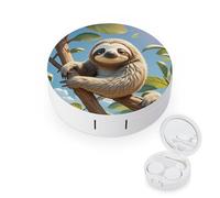 LZQPOEAS Cartoon Sloth Contact Lens Case Leak-proof Portable Travel Size Cute Contact Lenses Case Mini Contact Lens Soak Storage Kit with Mirror Daily Vision Care And Outdoor Use