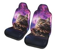 LZQPOEAS Cat Sitting Inside Nebula Car Seat Covers Set 2 Pieces Universal Seat Covers for Cars Front Seats Protector Elastic Bucket Auto Seat Cushion Covers Funny Car Interior Covers