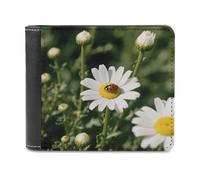 LZQPOEAS Chamomile Ladybug And Daisy Wallet Extra Capacity Slim Bifold Wallet with Multiple Card Slots Men's Leather Wallets Travel Billfold