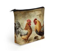 LZQPOEAS Chicken And Rooster Print Makeup Bag Cute Zippered Cosmetic Pouch Travel Toiletry Organizer Waterproof Cosmetic Pouch Portable Toiletry Pouch Gift for Mom Teacher Friends