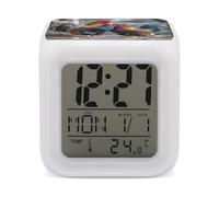LZQPOEAS Chicken Under The Tree Alarm Clock Desk Clock with 7 Color Changing Night Light Digital Clocks with Temperature Display Sleep Training and Sound Machine for Heavy Sleeper