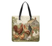LZQPOEAS Chickens And Farm Tote Bag with Magnetic Buckle Reusable Grocery Bags Lightweight Cross Body Handbag for Daily Essentials