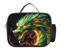 LZQPOEAS Chinese Dragon Lunch Bag Insulated Two Compartments Meal Box Insulated Cooler Tote with Handle for Men Or Women, Keeps Food Cold Or Hot, Meal Prep for Work Picnic Golf