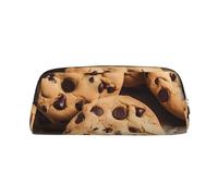 LZQPOEAS Chocolate Chip Biscuits Pencil Case Leather Pen Bag Travel Makeup Bag Zipper Organizer Bag for Women Men