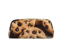 LZQPOEAS Chocolate Chip Biscuits Pencil Case Leather Pen Bag Travel Makeup Bag Zipper Organizer Bag for Women Men