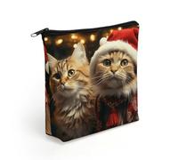 LZQPOEAS Christmas Cat Makeup Bag Cute Zippered Cosmetic Pouch Travel Toiletry Organizer Waterproof Cosmetic Pouch Portable Toiletry Pouch Gift for Mom Teacher Friends