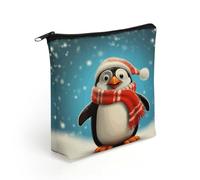 LZQPOEAS Christmas Funny Penguin Makeup Bag Cute Zippered Cosmetic Pouch Travel Toiletry Organizer Waterproof Cosmetic Pouch Portable Toiletry Pouch Gift for Mom Teacher Friends