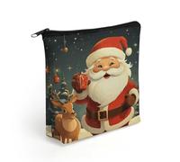 LZQPOEAS Christmas Santa Claus Makeup Bag Cute Zippered Cosmetic Pouch Travel Toiletry Organizer Waterproof Cosmetic Pouch Portable Toiletry Pouch Gift for Mom Teacher Friends