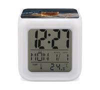 LZQPOEAS Cigar & Whiskey Alarm Clock Desk Clock with 7 Color Changing Night Light Digital Clocks with Temperature Display Sleep Training and Sound Machine for Heavy Sleeper