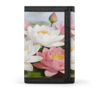 LZQPOEAS Clear Pond Lotus Rhythms Wallet Slim Compact Stylish Trifold Wallet for Men Women Minimalist Front Pocket Travel Divided Billfold